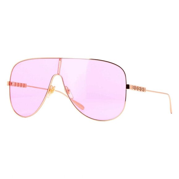 NWT GUCCI SUNGLASSES, OVERSIZED MASK EYEWEAR GUCCI PINK GOLD - Picture 1 of 4